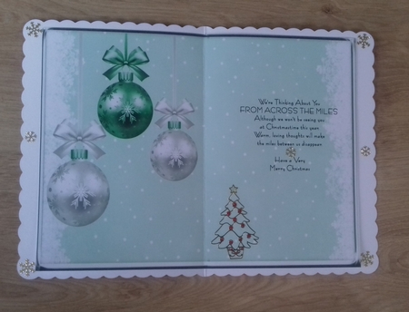 JJ CHRISTMAS GREEN BAUBLES 5X7 INSERT by Honorscard Appleby