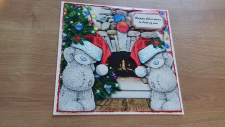 Tatty teddy Christmas by the fireside by Honorscard Appleby