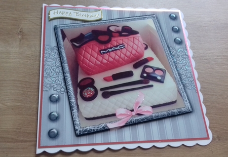 Mac makeup cake Birthday Female Quick card by Honorscard Appleby