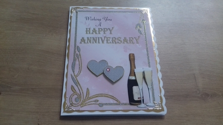 Champagne and Hearts Anniversary Card by Honorscard Appleby