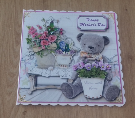 Teddy with flowers, mothers day, birthday, get well soon by Honorscard Appleby