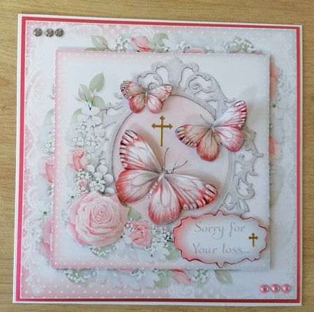 Pink and Grey Butterfly Floral Sorry For Your Loss by Honorscard Appleby