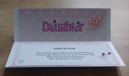 Large DL Happy Birthday DAUGHTER insert by Honorscard Appleby