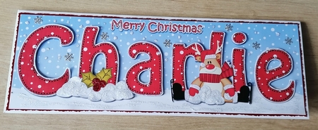 Large DL Merry Christmas CHARLIE 3D decoupage  by Honorscard Appleby