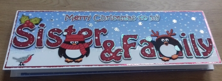 Large DL Merry Christmas SISTER & FAMILY 3D decoupage  by Honorscard Appleby