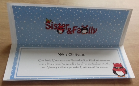 Large DL Merry Christmas SISTER & FAMILY insert by Honorscard Appleby