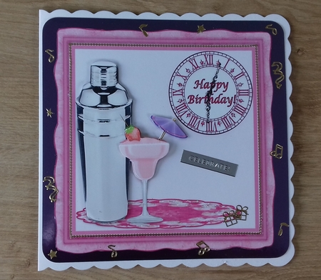 Strawberry Margarita Cocktail Hour 6 x 6 Topper + Decoupage by Honorscard Appleby