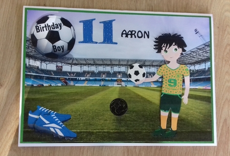 Football Birthday Boy ages 5 - 13 by Honorscard Appleby