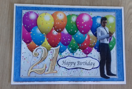 Balloons & Smart Young Man ages 16, 18, 21 by Honorscard Appleby