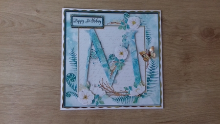 Floral Alphabet Card Topper - Letter M by Honorscard Appleby