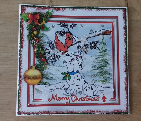 Christmas Dalmation at Play by Honorscard Appleby