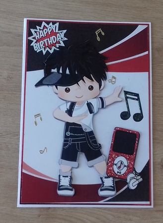 Hip Hop Boy Dancing in Red/Black Abstract A5 Frame by Honorscard Appleby