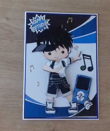 Hip Hop Boy Dancing in Blue/Black Abstract A5 Frame by Honorscard Appleby