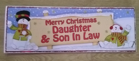 large DL Merry Christmas DAUGHTER & SON IN LAW with Snowman insert by Honorscard Appleby