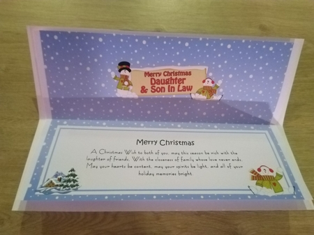 large DL Merry Christmas DAUGHTER & SON IN LAW with Snowman insert by Honorscard Appleby