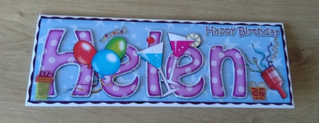Large DL Happy Birthday HELEN 3D decoupage by Honorscard Appleby