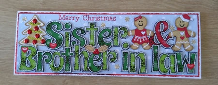 Gingerbread Couple Sister and Brother in law large dl by Honorscard Appleby