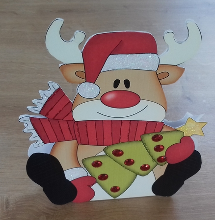 3D Shaped Christmas Card Kit - Rudolph has an Xmas Tree by Honorscard Appleby