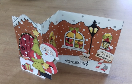 3D Shaped No-Hole Fold Back Christmas Card Mini Kit - Santa has an Xmas Tree by Honorscard Appleby