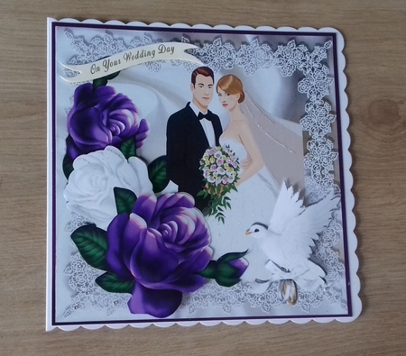 Pretty purple/white roses for the bride and groom on there wedding 8x8 by Honorscard Appleby