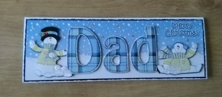 Large DL Merry Christmas DAD 3D decoupage with Snowman Rio by Honorscard Appleby