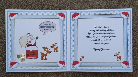 Santas Here Christmas approx; 7x7ins Blank Insert by Honorscard Appleby