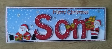 Large DL Merry Christmas SON with Santa 3D decoupage  by Honorscard Appleby