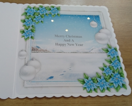 Beautiful Blue Floral Christmas Insert  8x8 by Honorscard Appleby