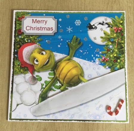 Christmas turtle snowboarding by Honorscard Appleby