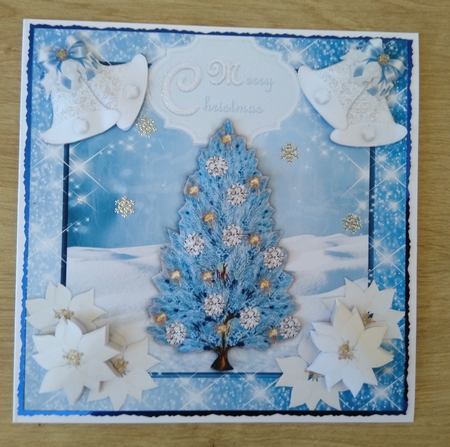 Blue Sparkle Merry Christmas Quick card decoupage sheet by Honorscard Appleby