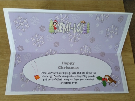 Christmas Girl DEMI-LOU large dl insert by Honorscard Appleby