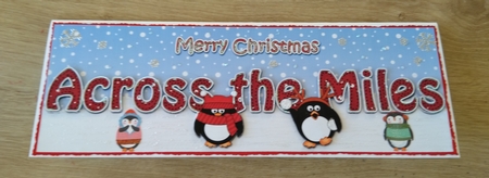 Large DL Merry Christmas ACROSS THE MILESL 3D decoupage with Penguins by Honorscard Appleby