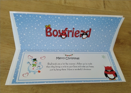 Large DL Merry Christmas BOYFRIEND insert with Penguins by Honorscard Appleby