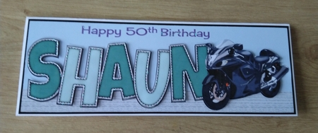 Motorbike SHAUN 50th large dl by Honorscard Appleby