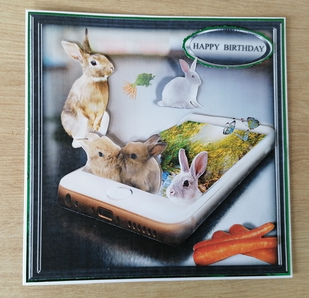 bunnies on the phone  by Honorscard Appleby