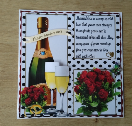Lovely red roses and wine for your WEDDING/ANNIVERSARY in polkadot frame 8x8 by Honorscard Appleby