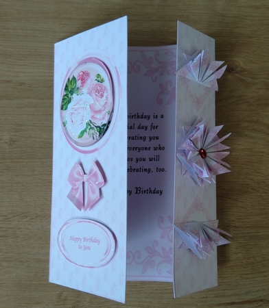 Pink roses t.bag fold card with matching envelope by Honorscard Appleby
