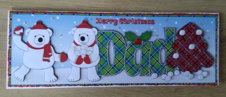 Monty Polar Bear and friend decorating the Christmas tree DAD large dl 2 by Honorscard Appleby