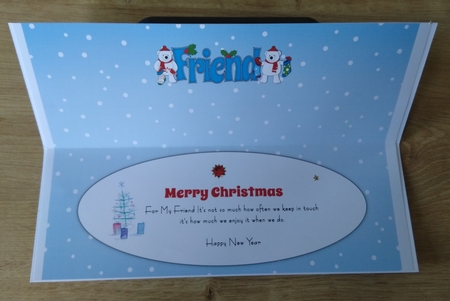 Monty Polar Bear and friend with Christmas stockings FRIEND large dl 3 insert by Honorscard Appleby
