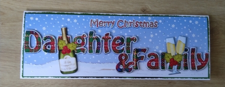Large DL Merry Christmas DAUGHTER & FAMILY 3D decoupage with Champagne by Honorscard Appleby
