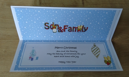Large DL Merry Christmas SON & FAMILY insert with Champagne by Honorscard Appleby