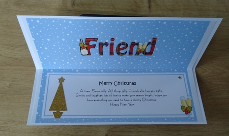 Large DL Merry Christmas FRIEND insert with Champagne by Honorscard Appleby