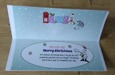 Monty Polar Bear lots of letters to Santa AMY large dl insert by Honorscard Appleby