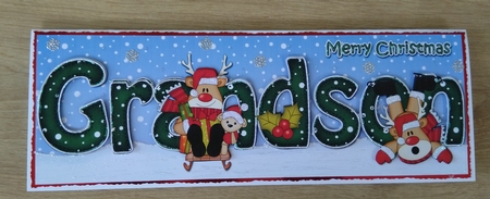 Large DL Merry Christmas GRANDSON 3D decoupage by Honorscard Appleby