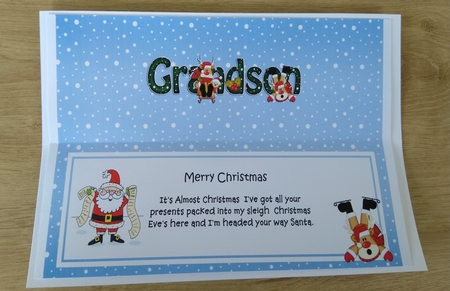 Large DL Merry Christmas GRANDSON insert by Honorscard Appleby