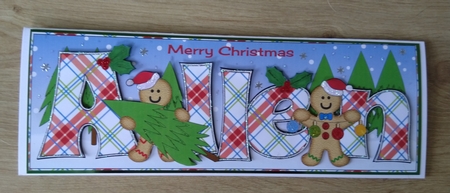 Gingerbread men with Christmas Trees ALLEN large dl by Honorscard Appleby