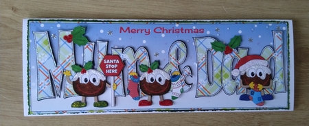 Crazy Christmas Puddings with Christmas stockings MUM & DAD large dl 2 by Honorscard Appleby