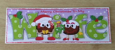 Crazy Christmas Pudding Couple with Mistletoe WIFE large dl 2 by Honorscard Appleby