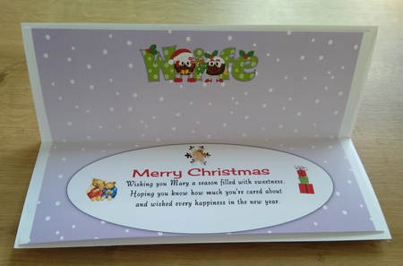 Crazy Christmas Pudding Couple with Mistletoe WIFE large dl 2 insert by Honorscard Appleby