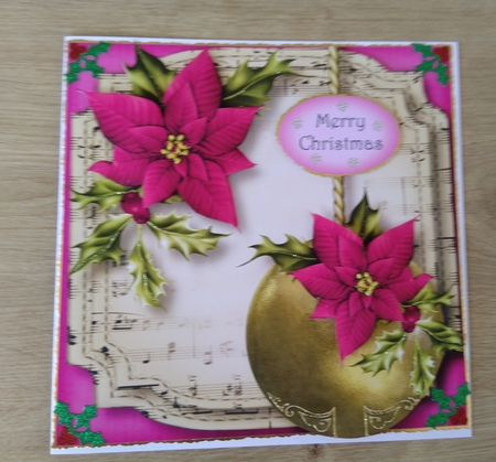 Golden Christmas Bauble - Magenta 8x8 by Honorscard Appleby